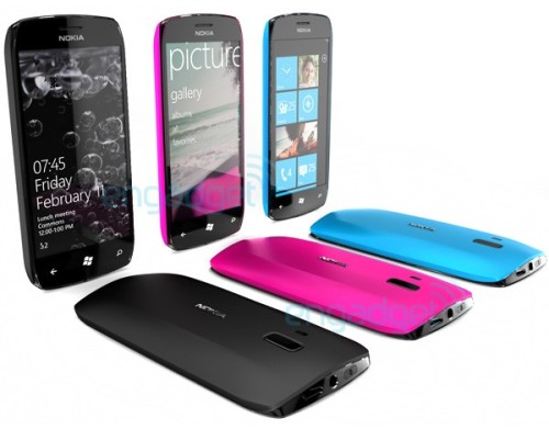 Nokia rendered concept phones with Windows Phone OS. Rather not the real thing as there is no volume cradle on the left side. (picture by Engadget)