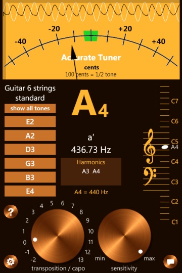 Accurate Tuner for Windows Phone App Screenshot